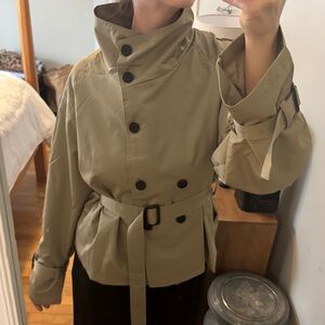 Very Light Tan Belted Trench Jacket